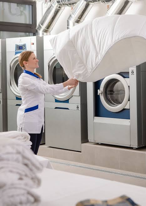 Pristine hospital linens on shelving